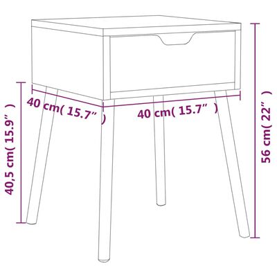 vidaXL sengeborde 2 stk. 40x40x56 cm konstrueret træ hvid højglans