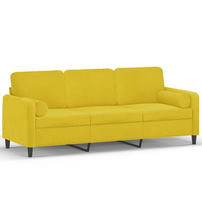 vidaXL 3-personers sofa med pyntepuder 180 cm velour gul