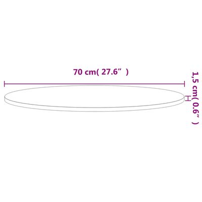 vidaXL bordplade Ø70x1,5 cm rund massivt bøgetræ