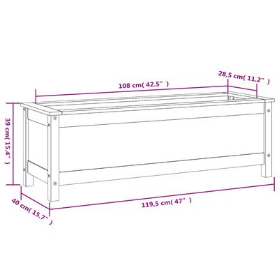 vidaXL højbed 119,5x40x39 cm massivt fyrretræ grå