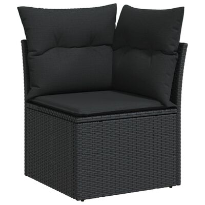 vidaXL sofasæt til haven 11 dele med hynder polyrattan sort