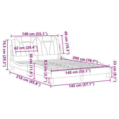 vidaXL sengeramme med sengegavl 140x200 cm kunstlæder hvid og sort