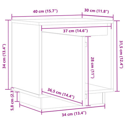 vidaXL sengeborde 2 stk. 40x30x40 cm massivt fyrretræ sort