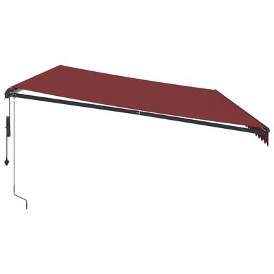 vidaXL markise med LED-lys 600x350 cm automatisk betjening bordeaux