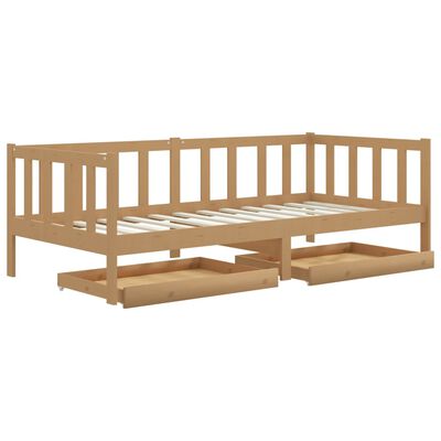 vidaXL daybed med skuffer 90x200 cm massivt fyrretræ gyldenbrun