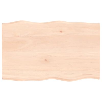 vidaXL bordplade 80x50x2 cm naturlig kant ubehandlet massivt egetræ