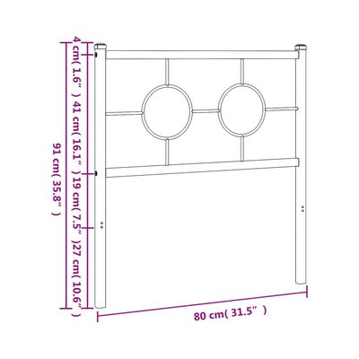 vidaXL sengegavl 75 cm metal hvid