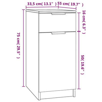 vidaXL skrivebordsskab 33,5x50x75 cm konstrueret træ sort