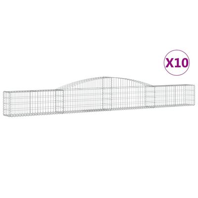 vidaXL buede gabionkurve 10 stk. 400x30x40/60 cm galvaniseret jern