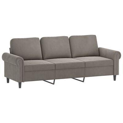 vidaXL 3-personers sofa 180 cm velour lysegrå