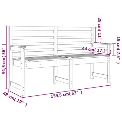 vidaXL havebænk 159,5x48x91,5 cm massivt douglasgran