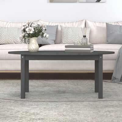 vidaXL sofabord 110x55x45 cm massivt fyrretræ grå