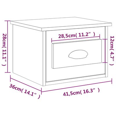 vidaXL væghængt sengebord 41,5x36x28 cm røget egetræsfarve