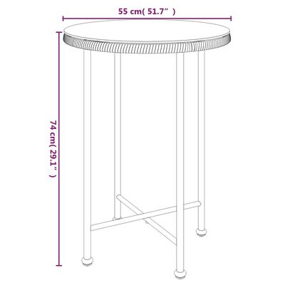 vidaXL spisebord Ø55 cm hærdet glas og stål sort