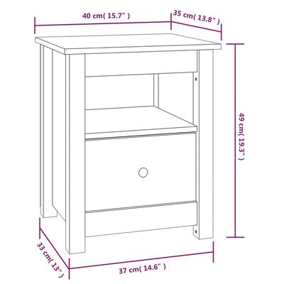 vidaXL sengebord 40x35x49 cm massivt fyrretræ hvid