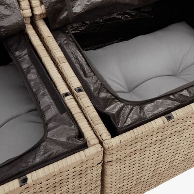 vidaXL havesofasæt 7 dele med hynder polyrattan beige