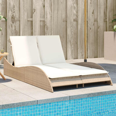 vidaXL liggestol med hynder 114x205x73 cm polyrattan beige