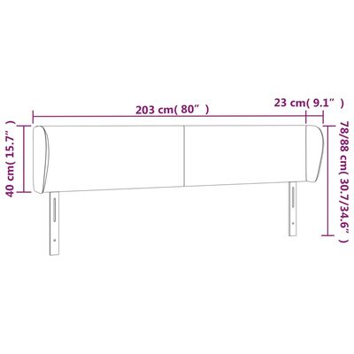 vidaXL sengegavl med kanter 203x23x78/88 cm stof blå