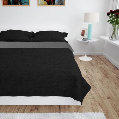 vidaXL dobbeltsidet quiltet sengetæppe 220 x 240 cm grå og sort