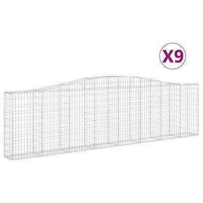 vidaXL buede gabionkurve 9 stk. 400x30x100/120 cm galvaniseret jern