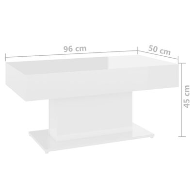 vidaXL sofabord 96x50x45 cm konstrueret træ hvid højglans