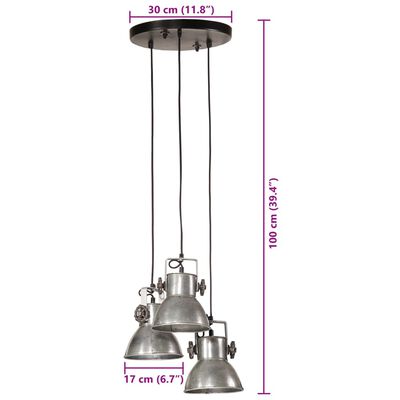 vidaXL pendel 30x30x100 cm 25 W E27 vintagesølv