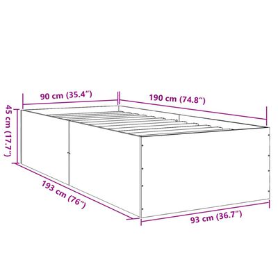 vidaXL sengeramme 90x190 cm konstrueret træ sort