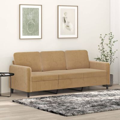 vidaXL 3-personers sofa 180 cm fløjl brun