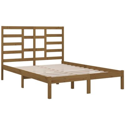 vidaXL sengeramme 120x190 cm Small Double massivt træ gyldenbrun