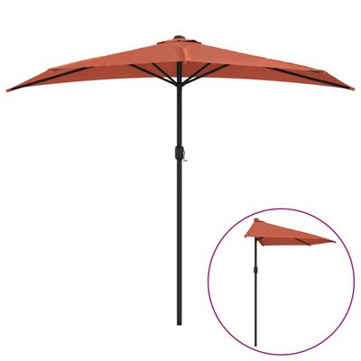 vidaXL altanparasol med aluminiumsstang 270x144x222 cm halv terrakotta