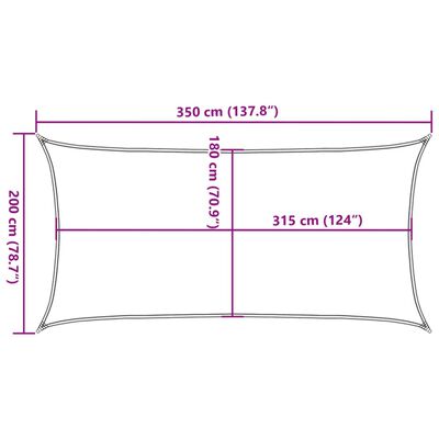 vidaXL solsejl 2x3,5 m 160 g/m² HDPE sort