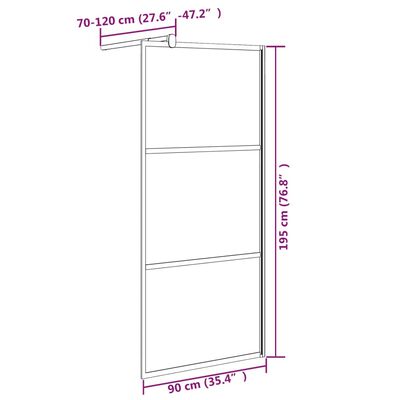 vidaXL brusevæg 90x195 cm mørkt sikkerhedsglas sort