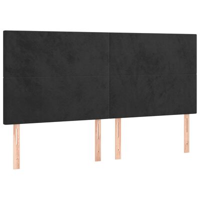 vidaXL sengegavl med LED-lys 200x5x118/128 cm fløjl sort