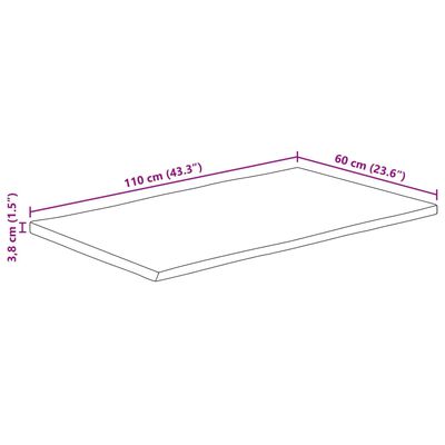 vidaXL bordplade 110x60x3,8 cm naturlig kant massivt ru mangotræ