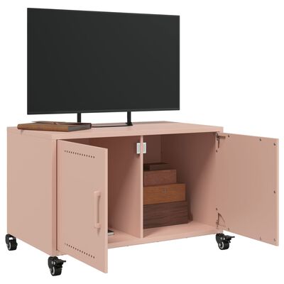 vidaXL tv-bord 68x39x43,5 cm koldvalset stål lyserød