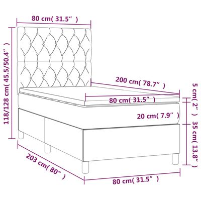 vidaXL kontinentalseng med madras 80x200 cm stof gråbrun