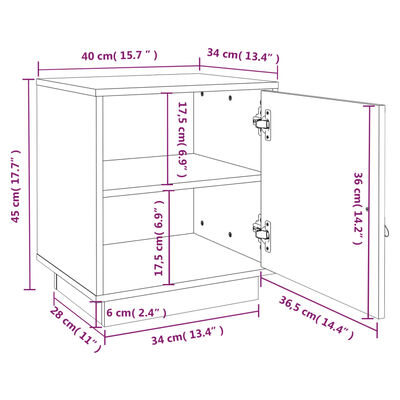 vidaXL sengeborde 2 stk. 40x34x45 cm massivt fyrretræ grå