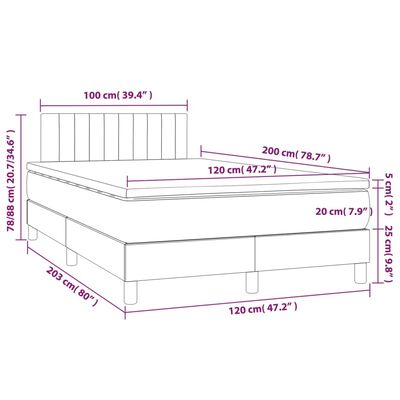 vidaXL kontinentalseng med madras 120x200 cm stof lysegrå