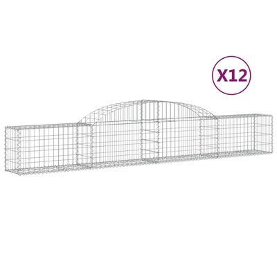 vidaXL buede gabionkurve 12 stk. 300x30x40/60 cm galvaniseret jern