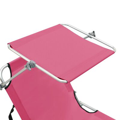 vidaXL foldbar liggestol med baldakin aluminium pink