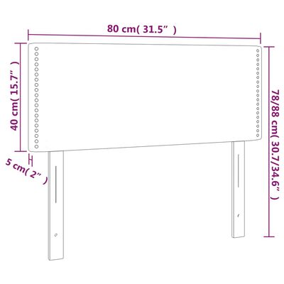 vidaXL sengegavl med LED-lys 80x5x78/88 cm velour lysegrå