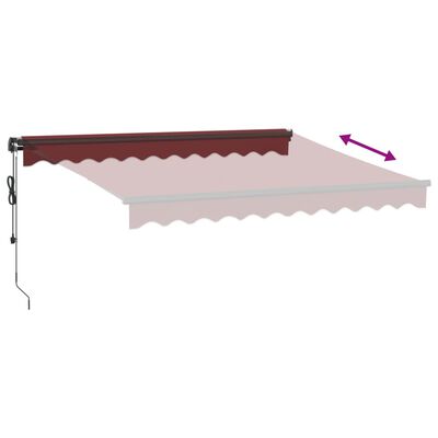 vidaXL markise med LED-lys 300x250 cm automatisk betjening bordeaux