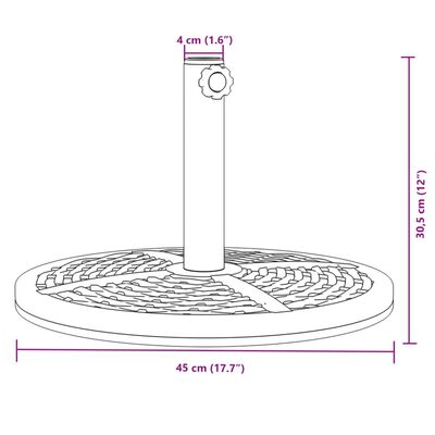 vidaXL parasolfod Ø38/48 mm stænger 12 kg rund