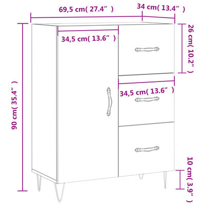 vidaXL skænk 69,5x34x90 cm konstrueret træ betongrå