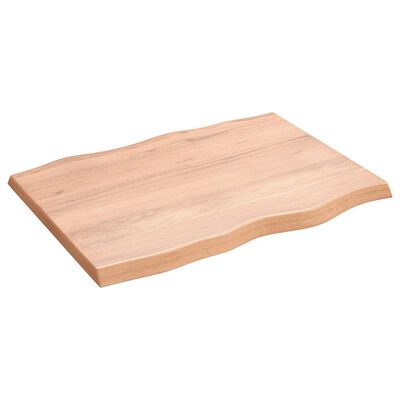 vidaXL bordplade 80x60x(2-4) cm naturlig kant behandlet træ lysebrun