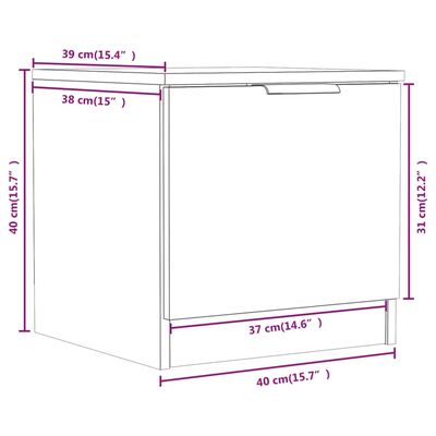 vidaXL sengeborde 40x39x40 cm 2 stk. grå sonoma-eg