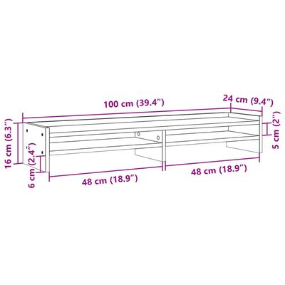 vidaXL skærmstander 100x24x16 cm konstrueret træ brun egetræsfarve