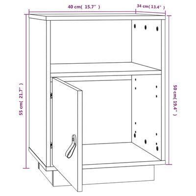 vidaXL sengeborde 2 stk. 40x34x55 cm massivt fyrretræ gyldenbrun