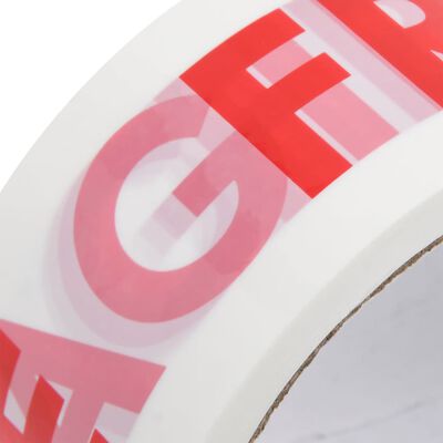 vidaXL pakketape 12 stk. 48 mm x 66 m FRAGILE-print hvid