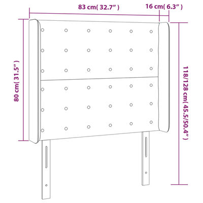 vidaXL sengegavl med LED-lys 83x16x118/128 cm fløjl mørkegrå